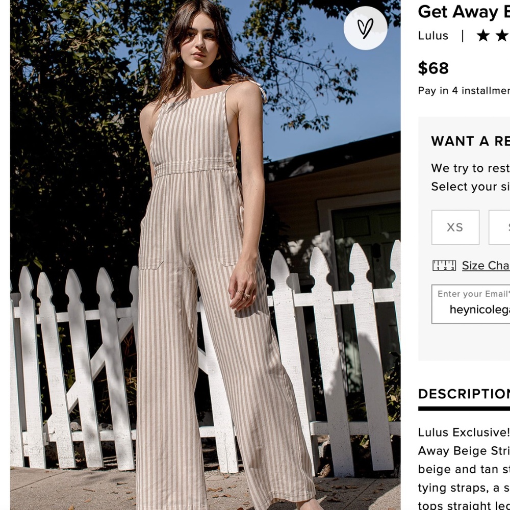 Get Away Beige Striped Tie-Strap Overalls, Lulu's